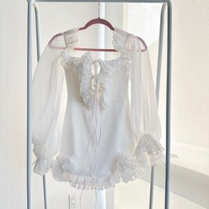 White open shoulder mini dress
